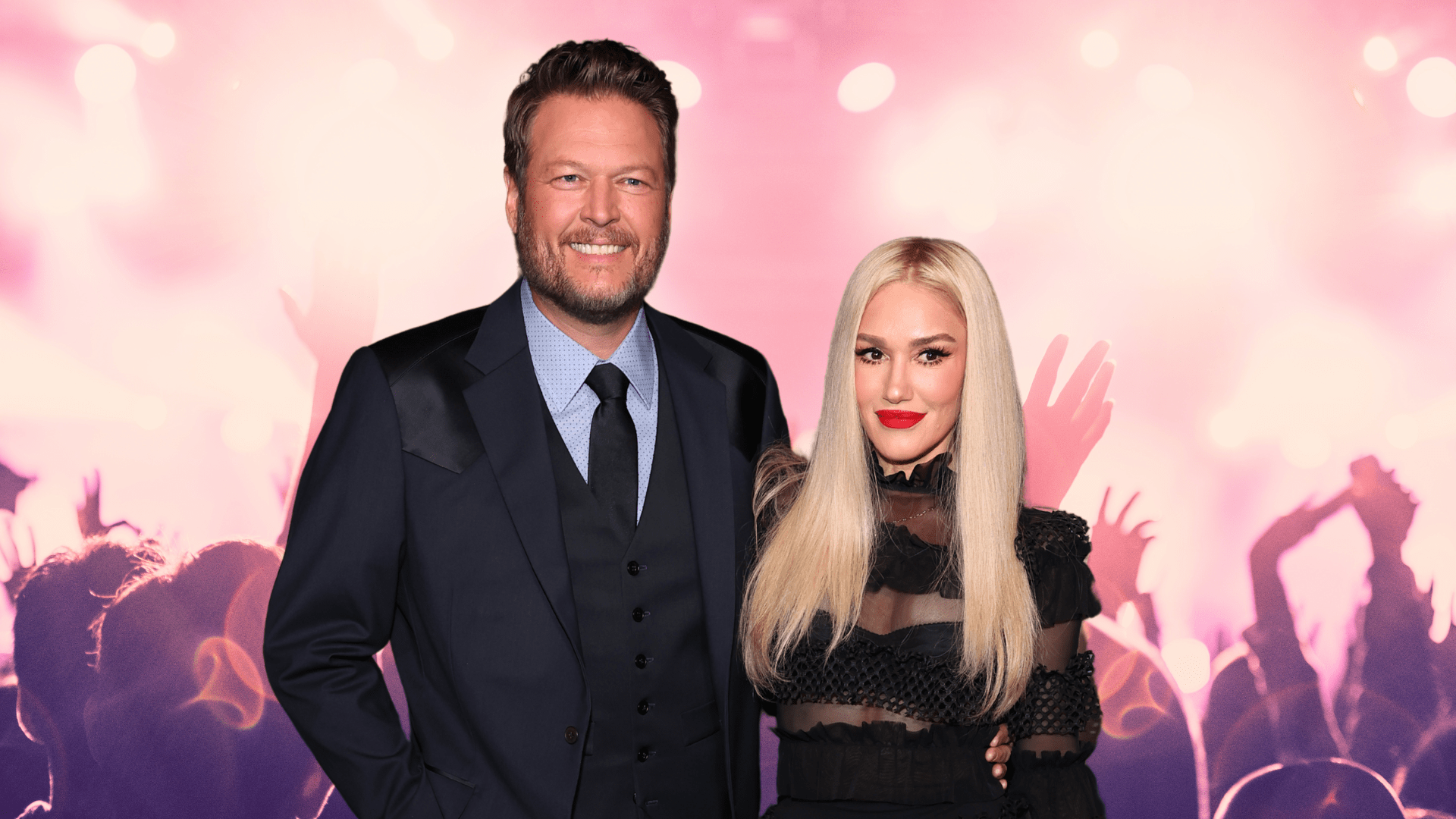 Gwen Stefani and Blake Shelton pose together