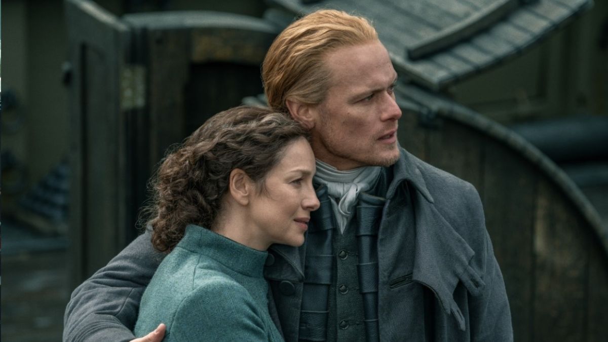 Sam Heughan and Caitriona Balfe on Outlander