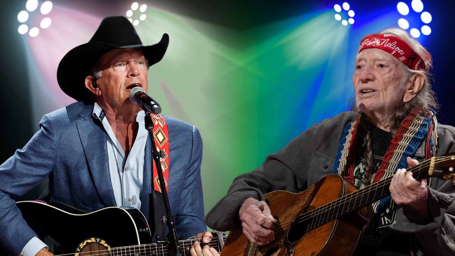 George Strait & Willie Nelson playing guitar together