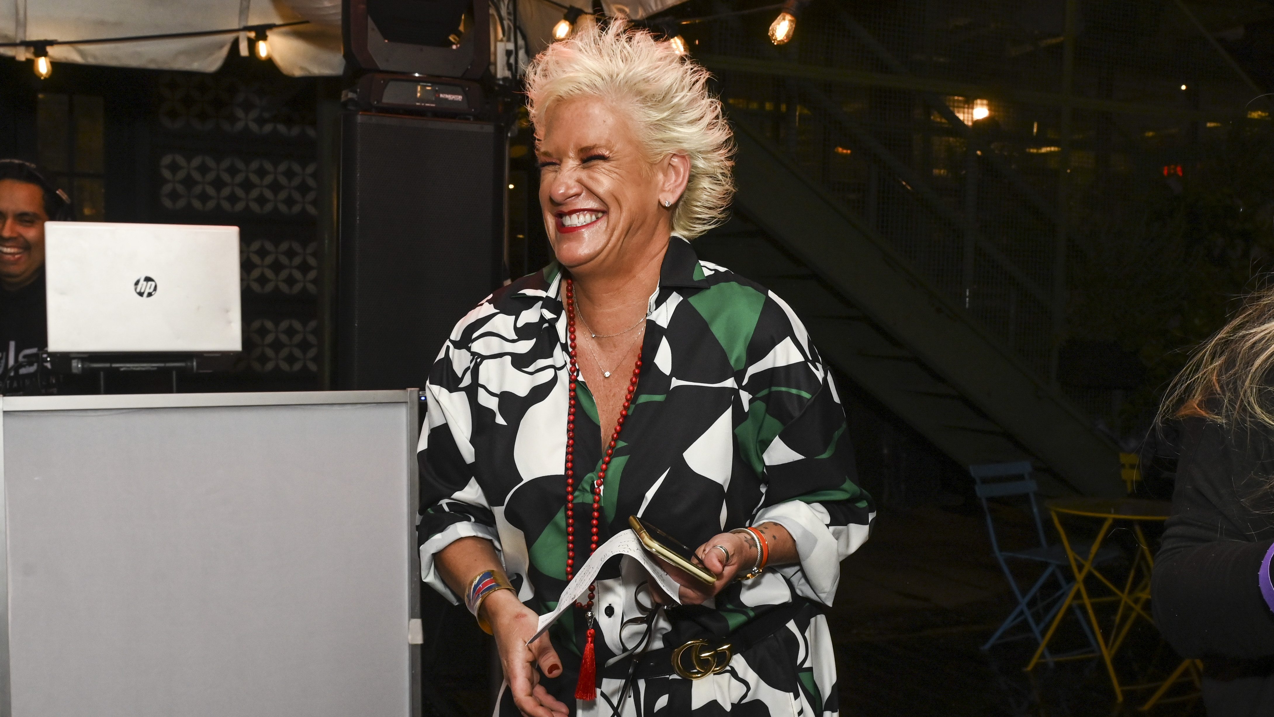 Chef Anne Burrell speaks at the Food Network New York City Wine & Food Festival in 2022