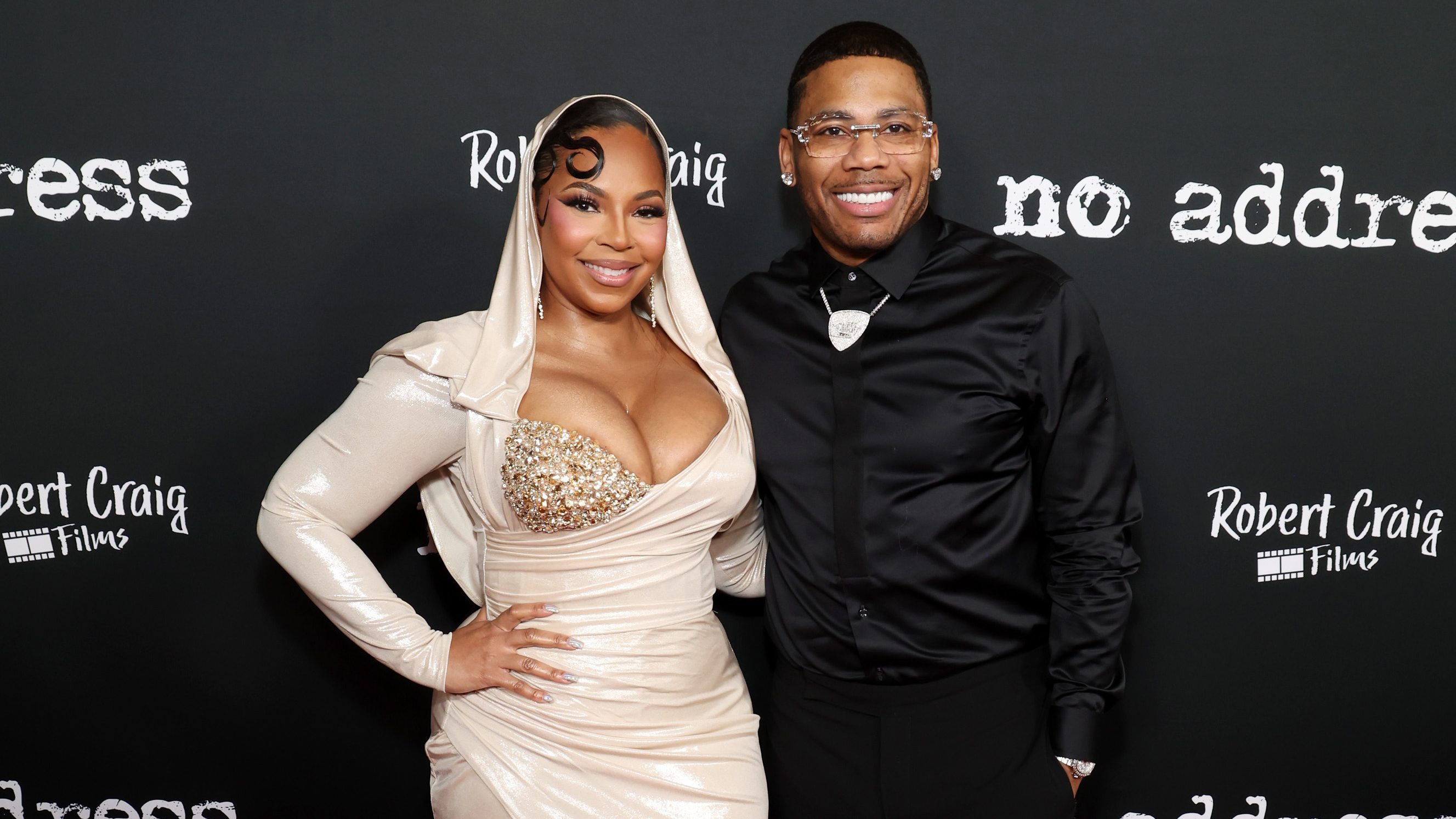 Ashanti and Nelly at the No Address Los Angeles premiere in 2025