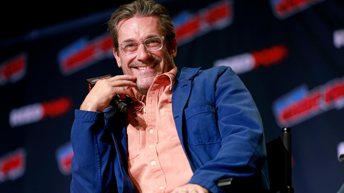 Jon Hamm speaks at Fox Entertainment Presents Grimsburg during New York Comic Con