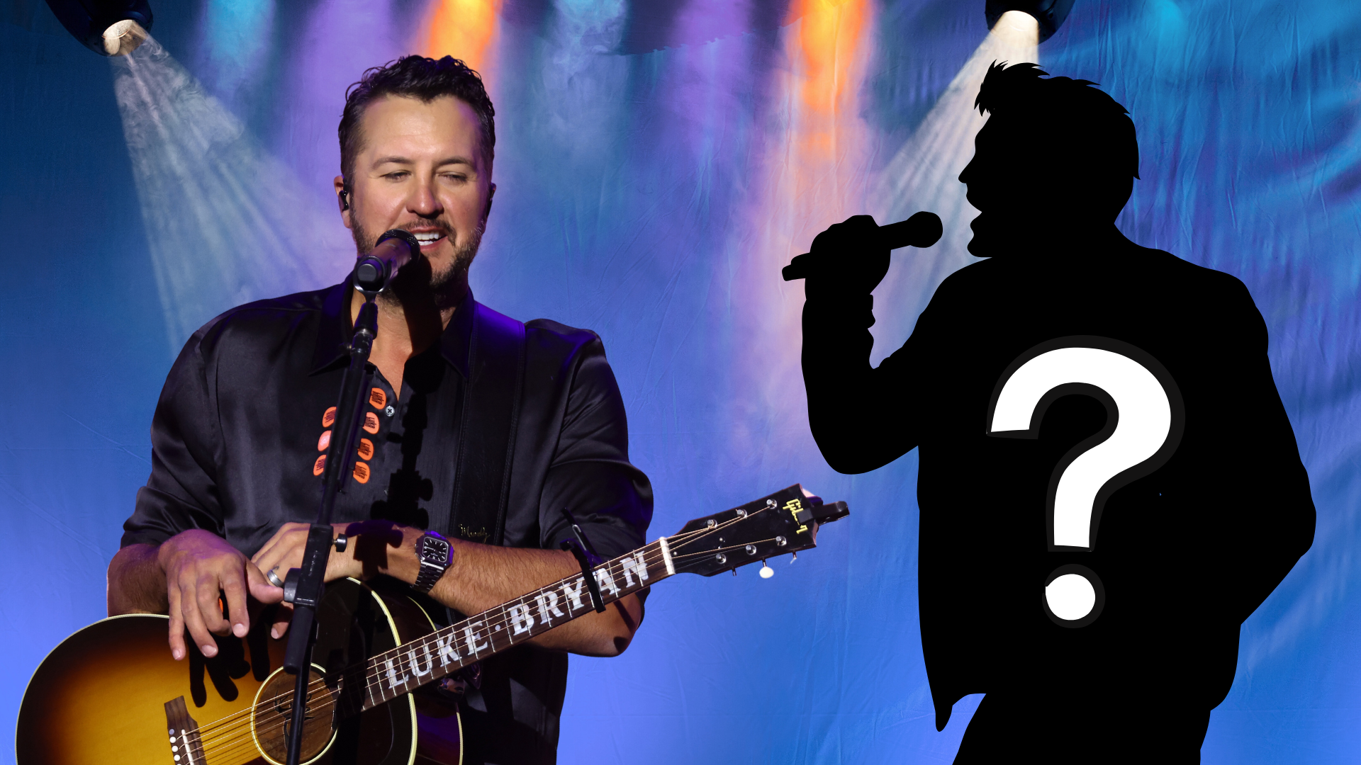 Luke Bryan and mystery singer performing