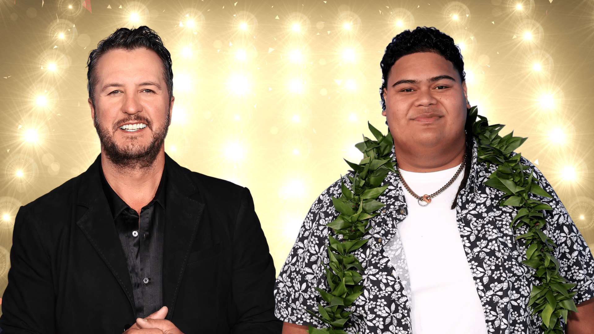 Luke Bryan and Iam Tongi posing together