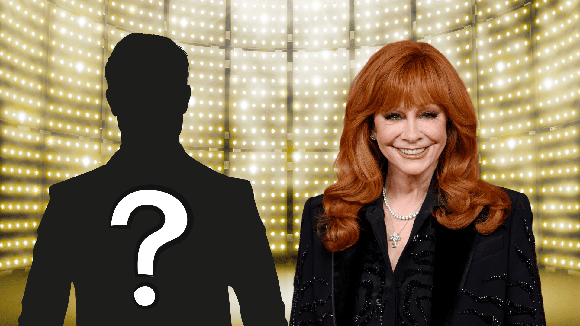 Reba McEntire posing with a mystery man.