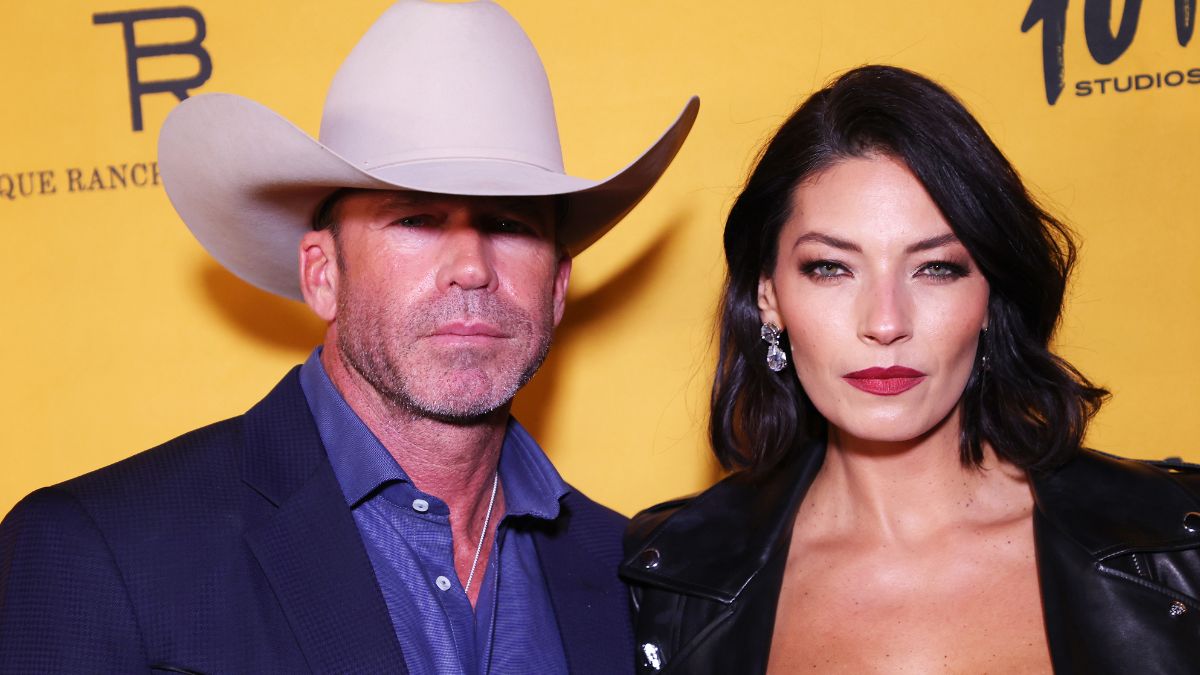 Taylor Sheridan and Nicole Sheridan attend the premiere for Paramount Network's "Yellowstone" Season 5 at Hotel Drover on November 13, 2022 in Fort Worth, Texas