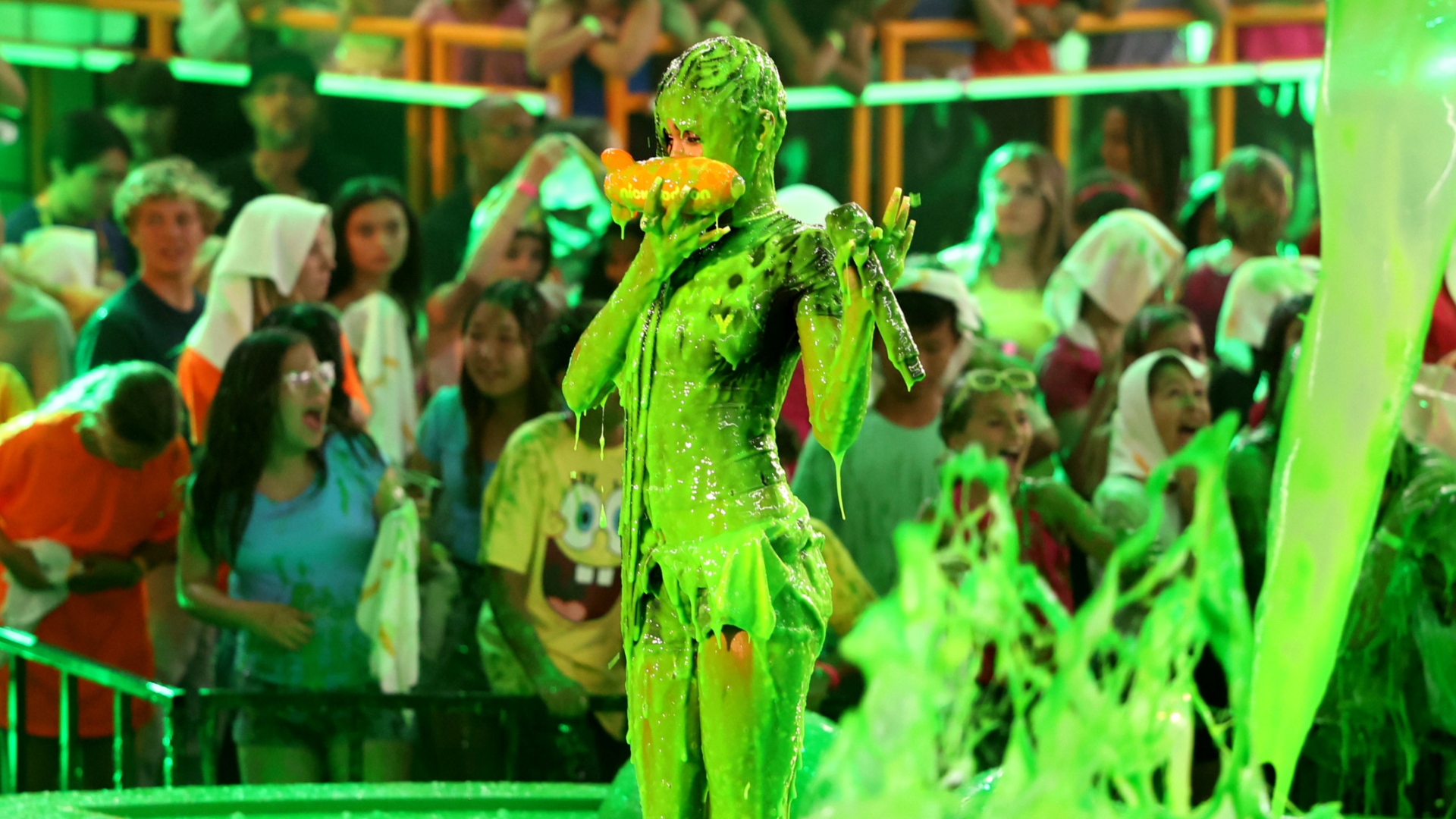 Tyla covered in green slime