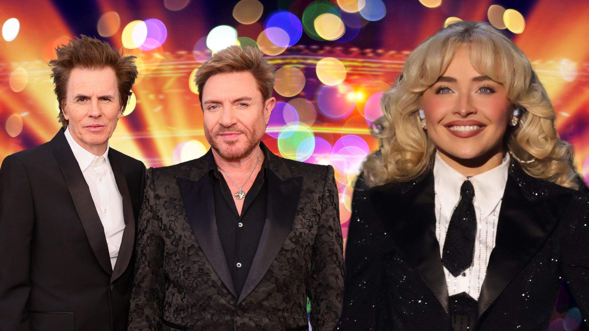 John Taylor and Simon Le Bon of Duran Duran and Sabrina Carpenter