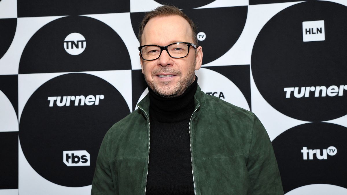 Donnie Wahlberg poses in the green room during the TCA Turner Winter Press Tour 2019 at The Langham Huntington Hotel and Spa on February 11, 2019