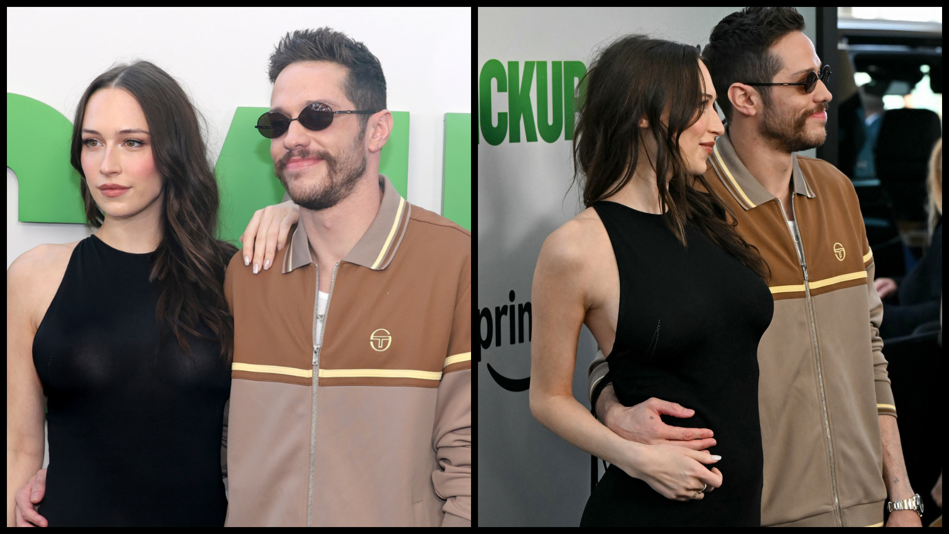US actor Pete Davidson (R) and girlfriend Elsie Hewitt