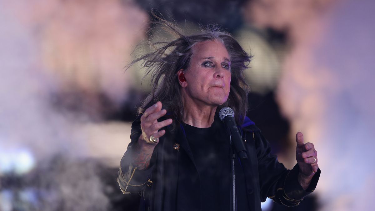 Musician Ozzy Osbourne performs during half-time of the NFL game between the Los Angeles Rams and the Buffalo Bills at SoFi Stadium on September 08, 2022 in Inglewood, California