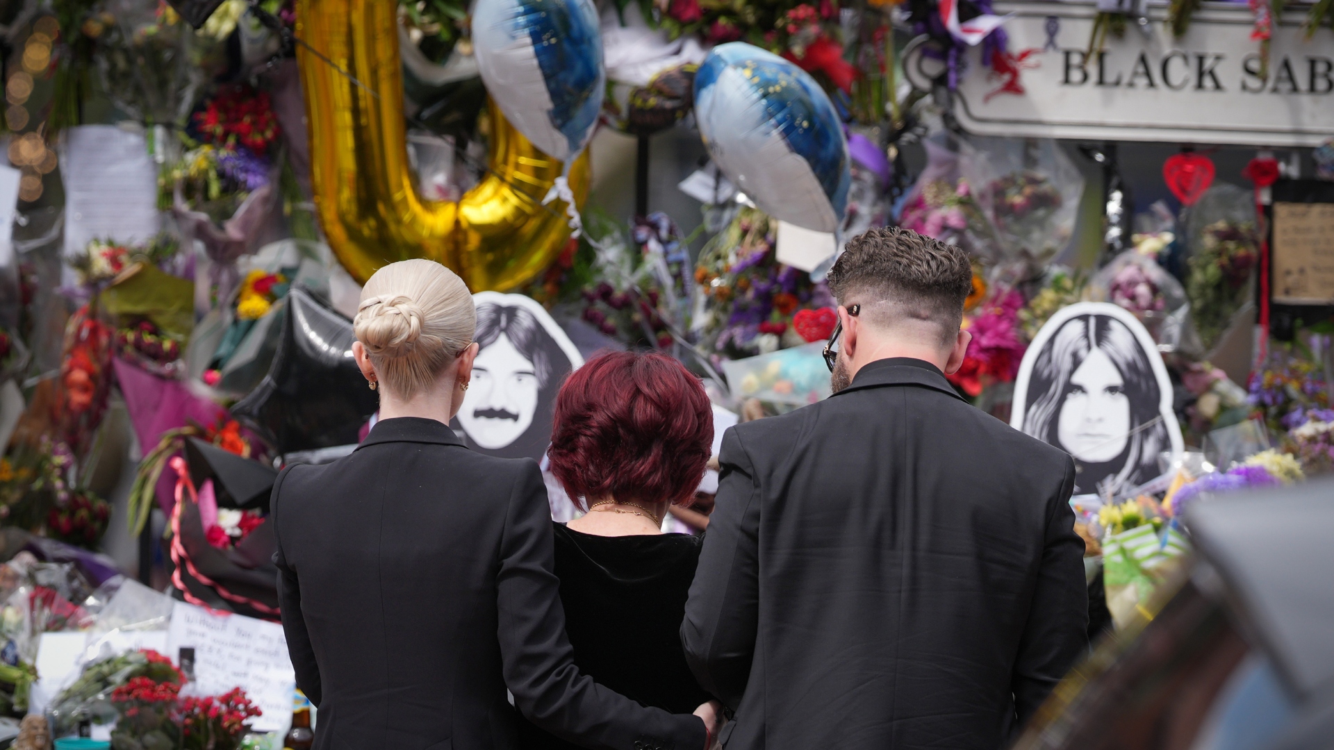 Kelly, Sharon, and Jack Osbourne at Ozzy Osbourne's funeral
