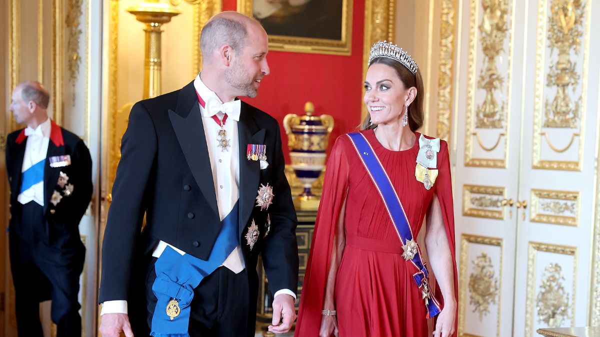 Prince William, Prince of Wales and Catherine, Princess of Wales attend the State Banquet at Windsor Castle on July 08, 2025 in Windsor, England