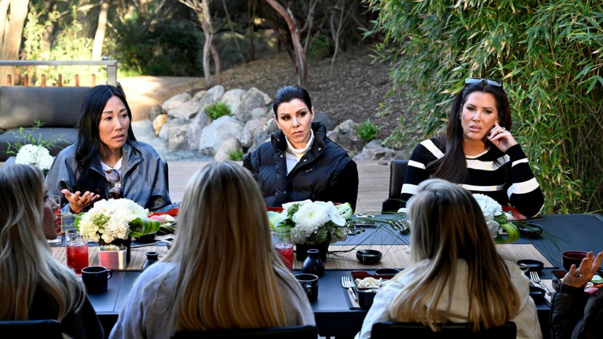 THE REAL HOUSEWIVES OF ORANGE COUNTY -- "Revolving Door of Lies" Episode 1901 -- Pictured: (l-r) Katie Ginella, Heather Dubrow, Emily Simpson