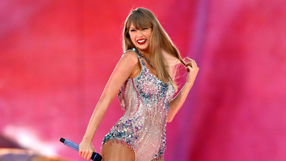 Taylor Swift performs on stage during the "Taylor Swift | The Eras Tour" at Wembley Stadium on August 15, 2024 in London, England