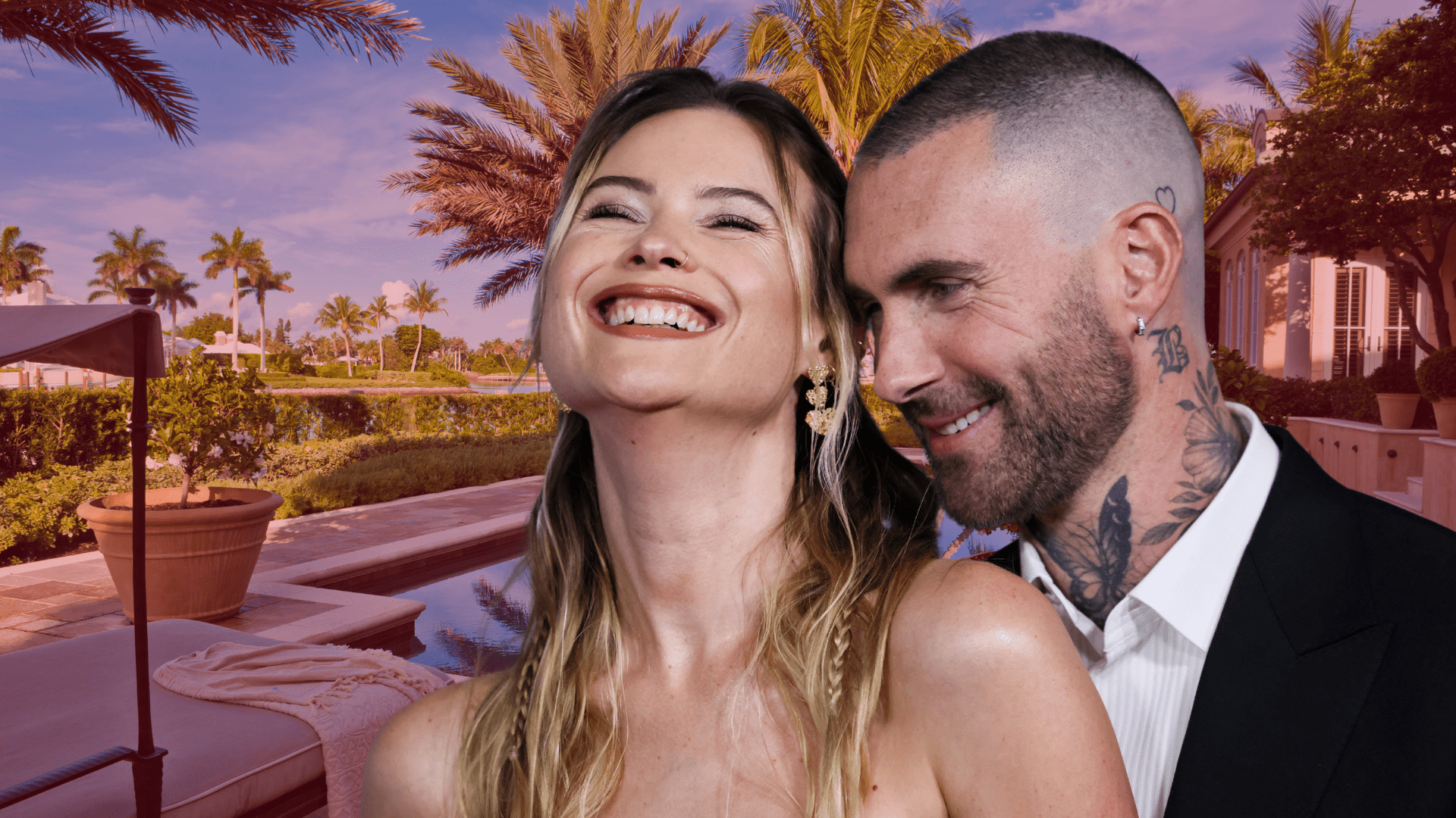 Namibian model Behati Prinsloo (L) and US singer Adam Levine in California