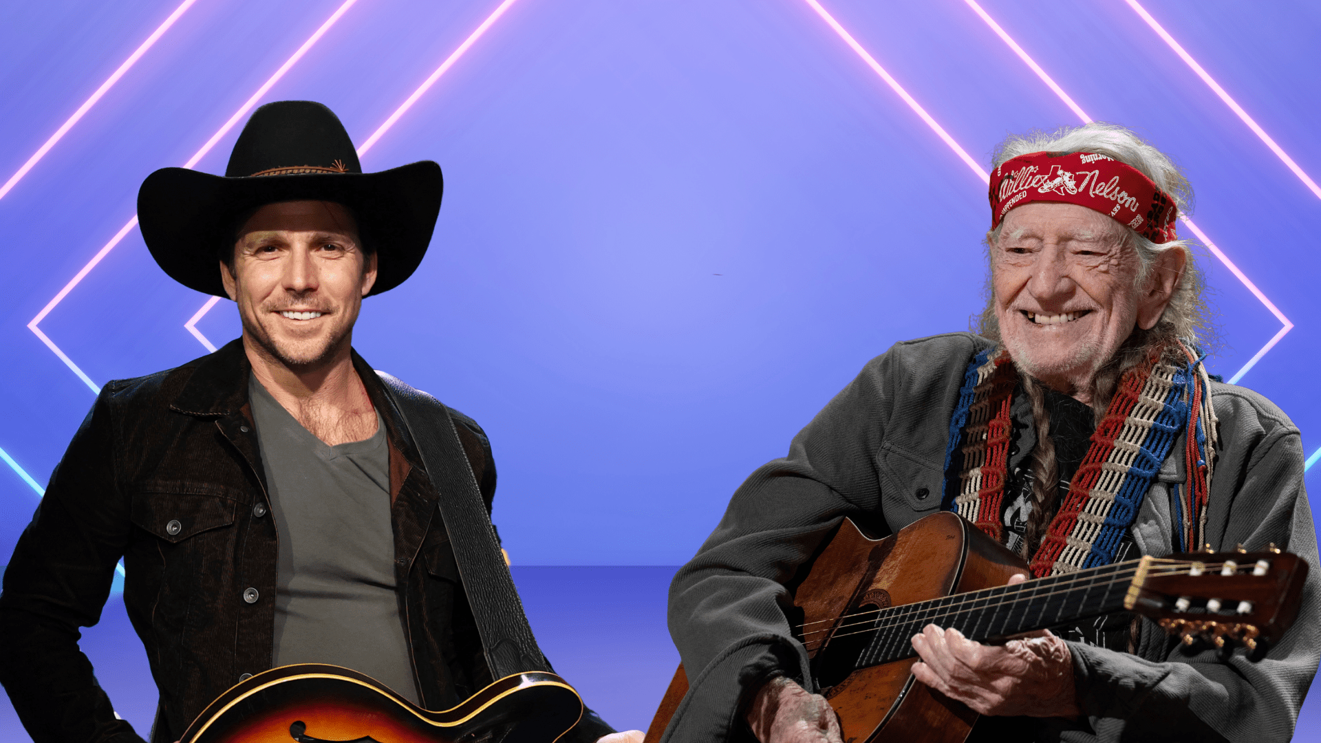 Willie & Lukas Nelson posing together.