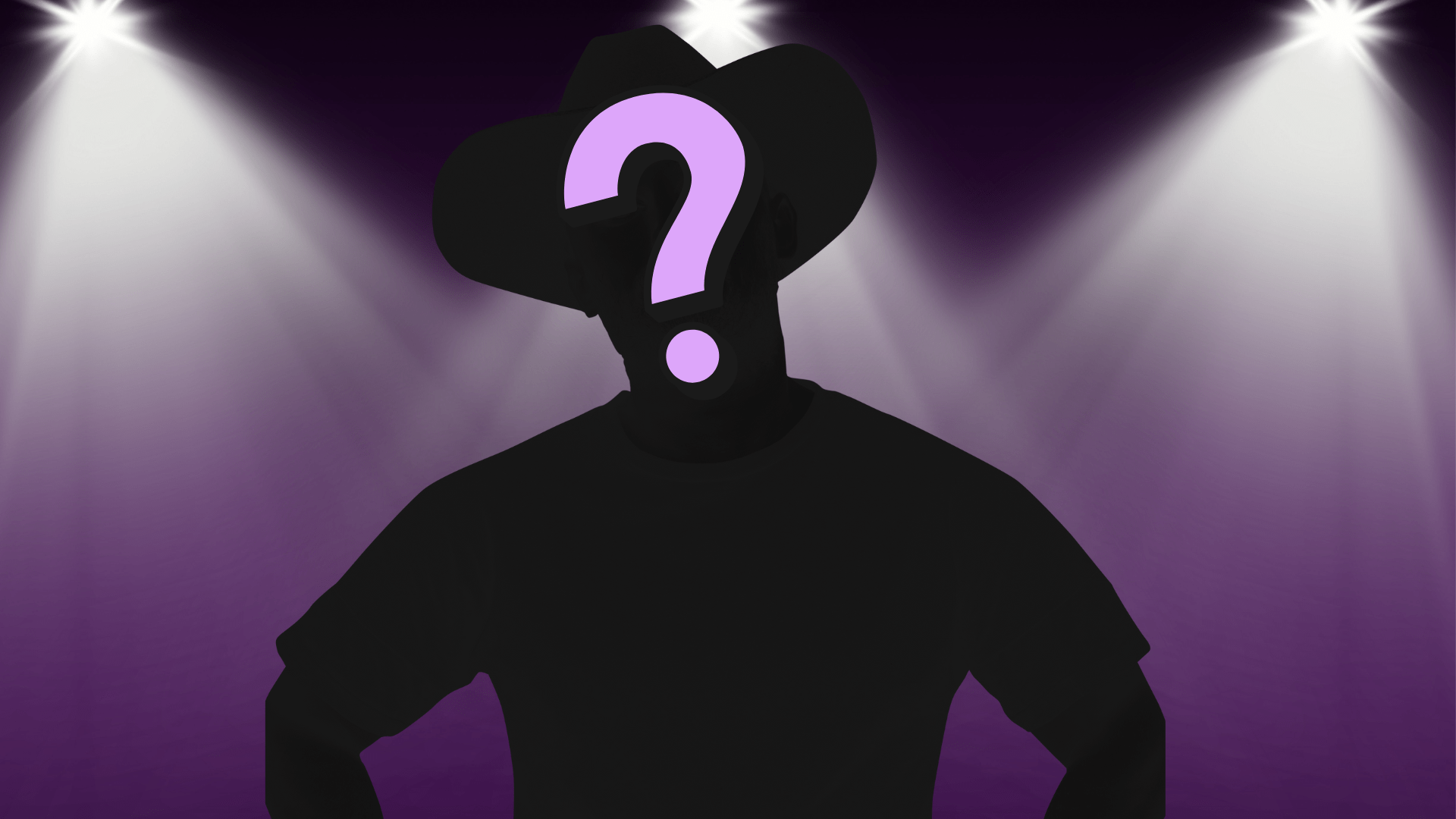 silhouette of man in cowboy hat under stage lights
