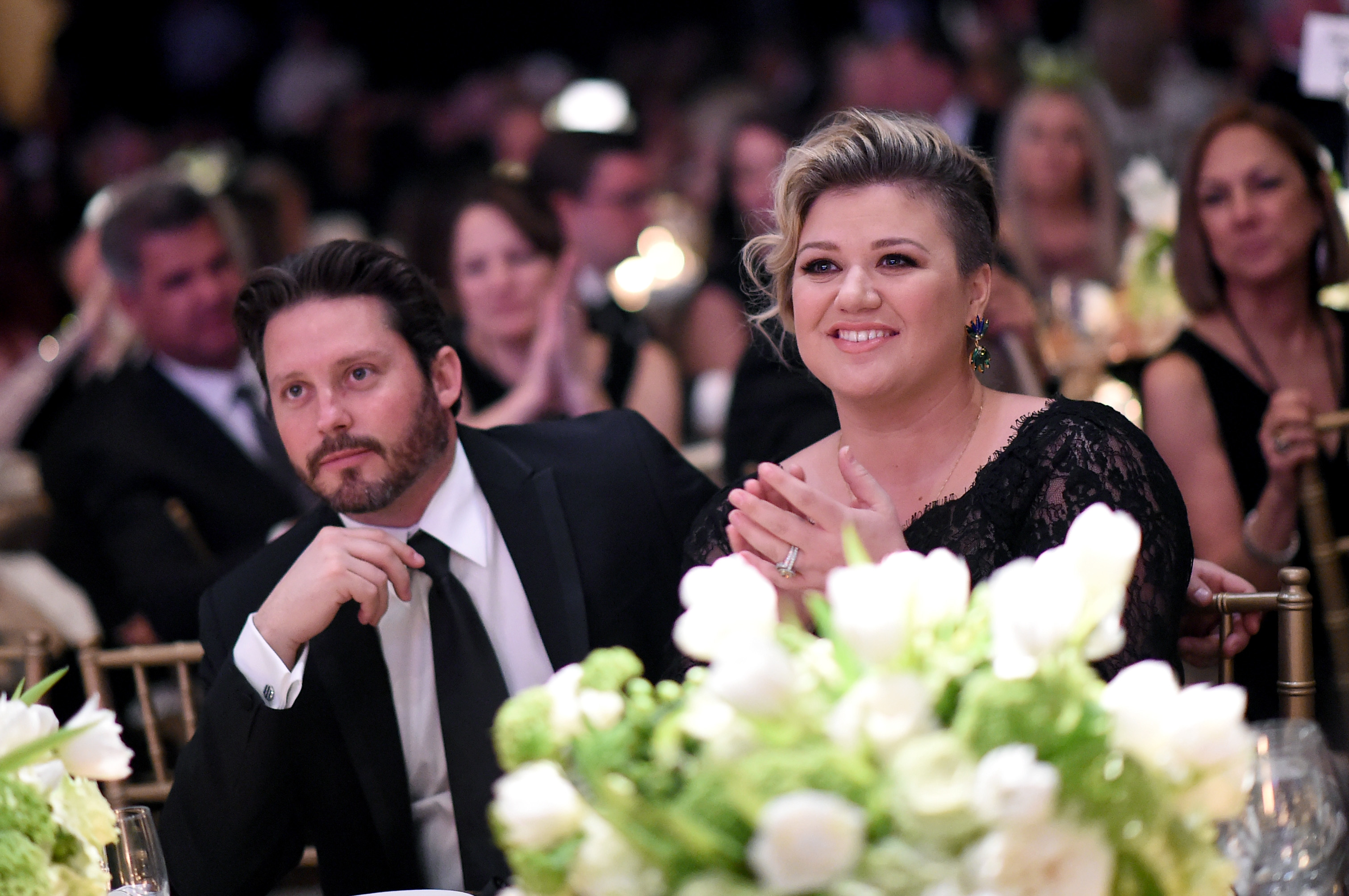 Brandon Blackstock (L) and singer/songwriter Kelly Clarkson