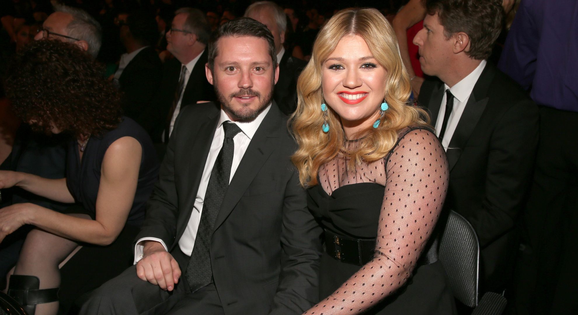 Singer Kelly Clarkson (R) and Brandon Blackstock attend the 55th Annual GRAMMY Awards at STAPLES Center on February 10, 2013 in Los Angeles, California