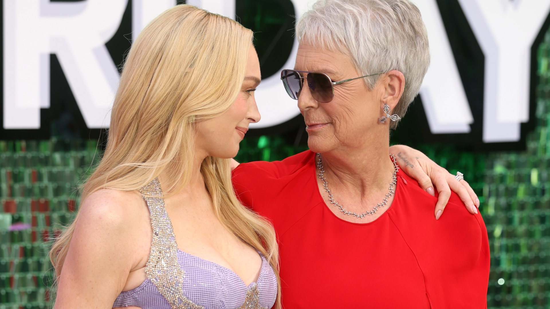 Lindsay Lohan and Jamie Lee Curtis at the Freakier Friday premiere