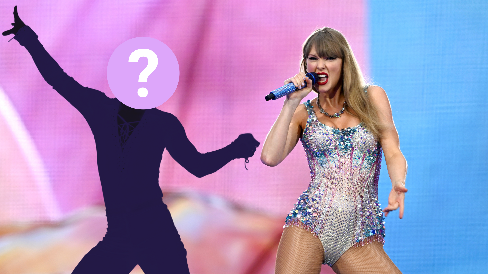 Taylor Swift and a silhouette of a male ballroom dancer