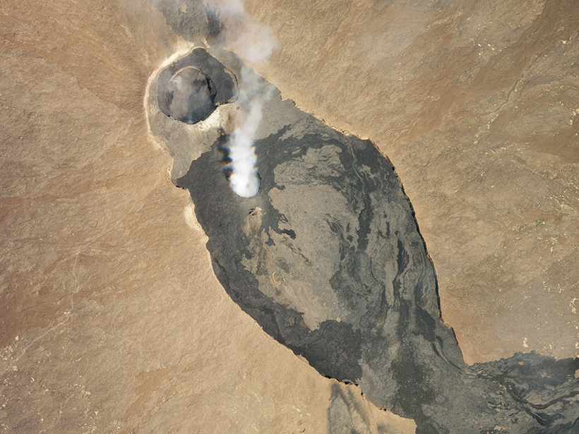 Aerial image of the summit caldera of Erta Ale volcano