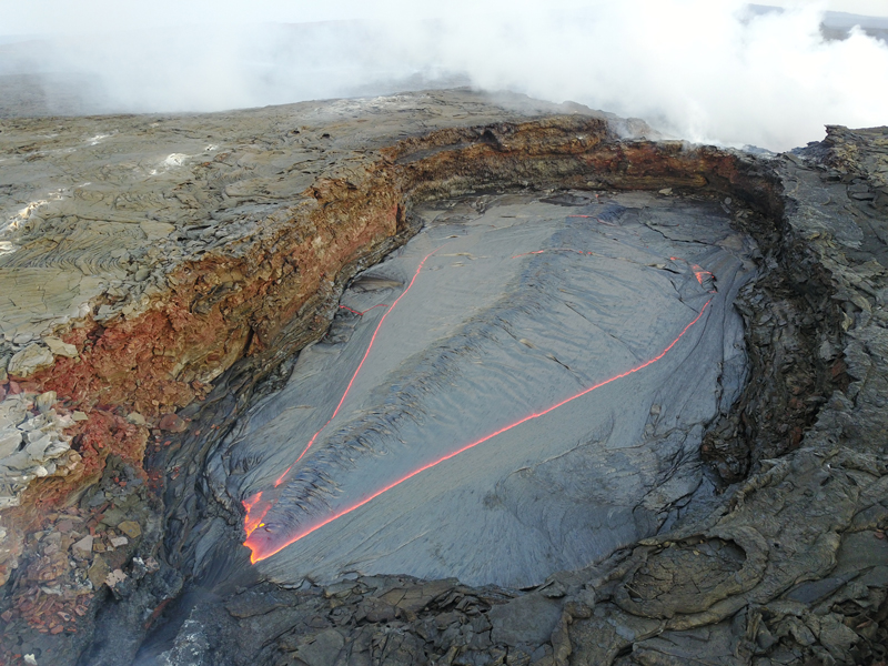 Drone image of the lava lake at Erta Ale