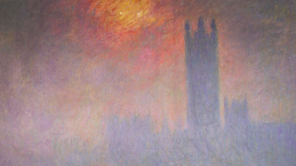 Claude Monet’s painting Houses of Parliament, Sunlight in the Fog (1904).