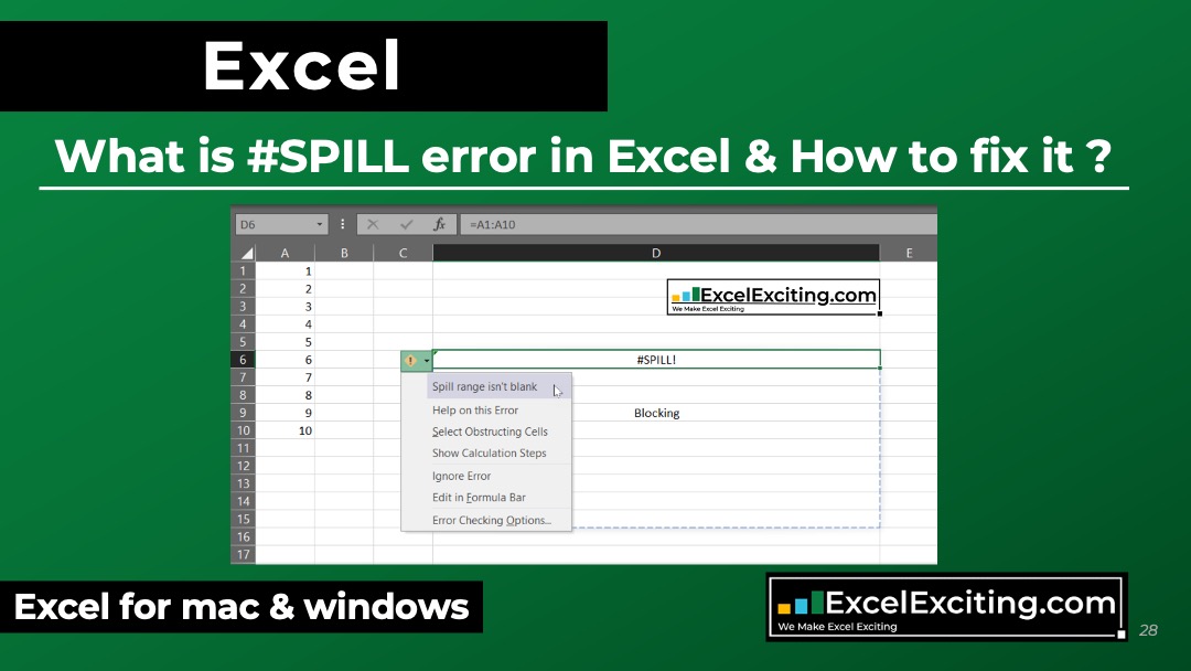 What Is The Spill Error And How To Fix It Excel Exciting