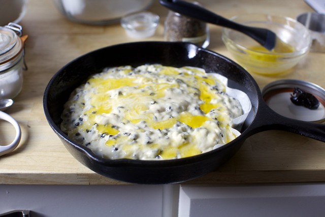 "brushed" with butter, ready to bake