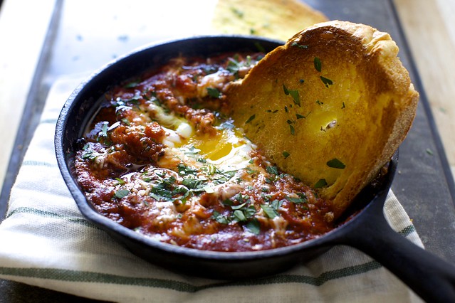 eggs in purgatory, puttanesca-style
