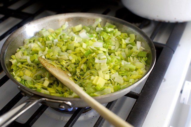 leeks, cooked until sweet