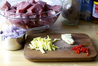 shallots, ginger, garlic, hot pepper