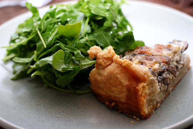 mushroom quiche arugula salad