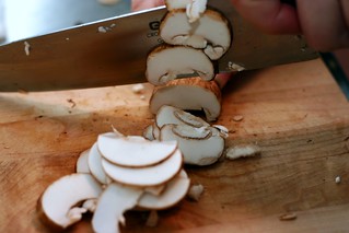 slicing mushrooms