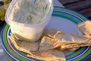 grilled pita wedges, tzaziki