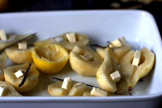 pears, butter, lemon, vanilla, sugar