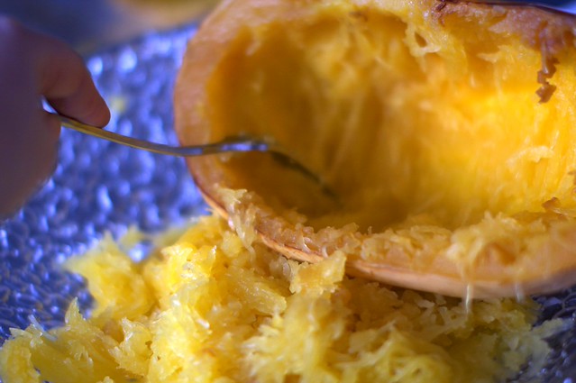 scraping the squash strands