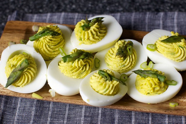 asparagus-stuffed eggs