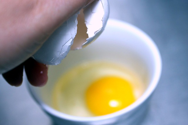 4: crack an egg in a small dish