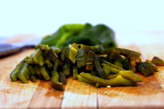 sliced skinned poblanos