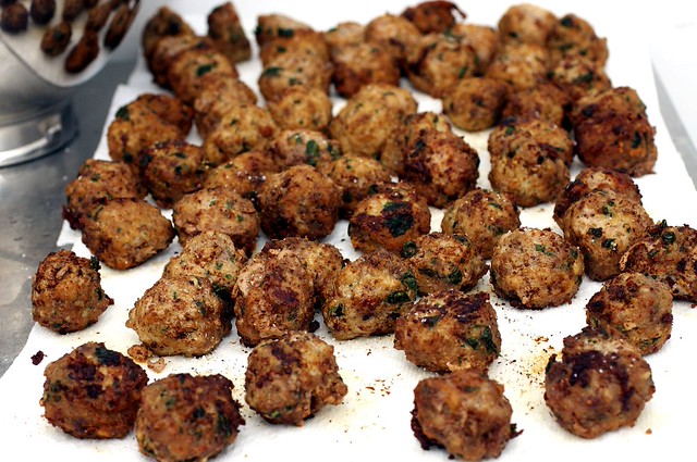 draining the meatballs