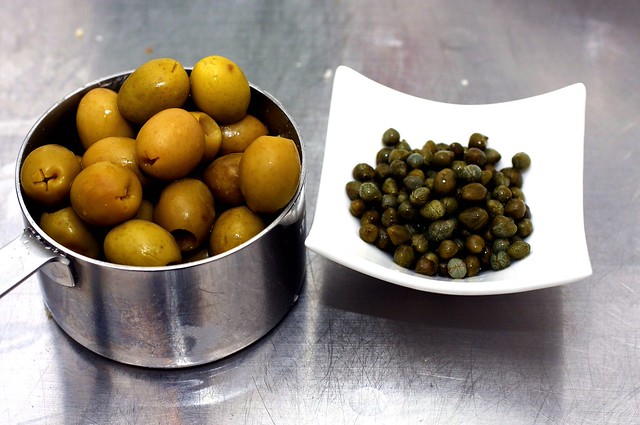 olives, capers