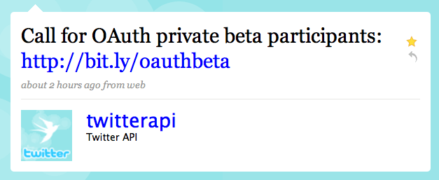 Twitter / Twitter API: Call for OAuth private beta participants ...