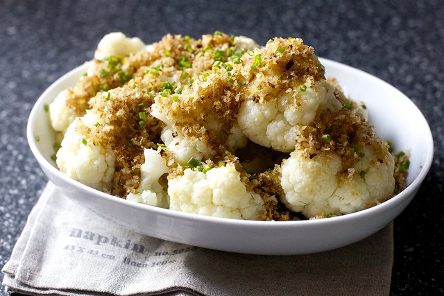 cauliflower with brown butter crumbs