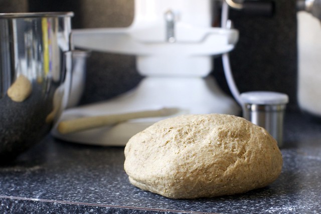 kneaded dough regards its reflection, growing girth