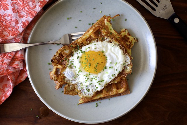 latke waffles + crispy egg