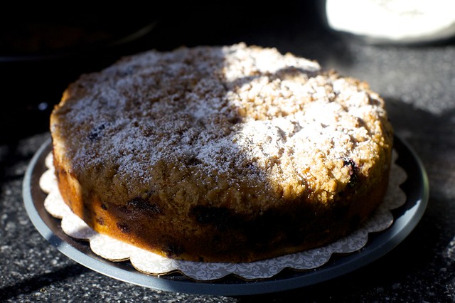 blueberry cake in crazy morning light