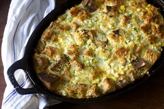 Corn, Cheddar and Scallion Strata